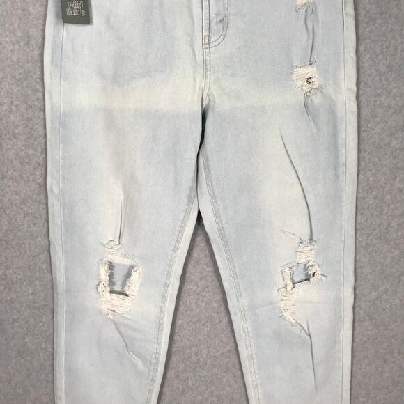 Wild Fable Jeans Women Size 8 Mom Distressed Holes Worn Faded Skater Bleached - Picture 3 of 12